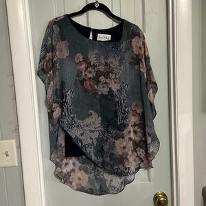 Joseph Ribkoff Floral Blouse - Black and Pink